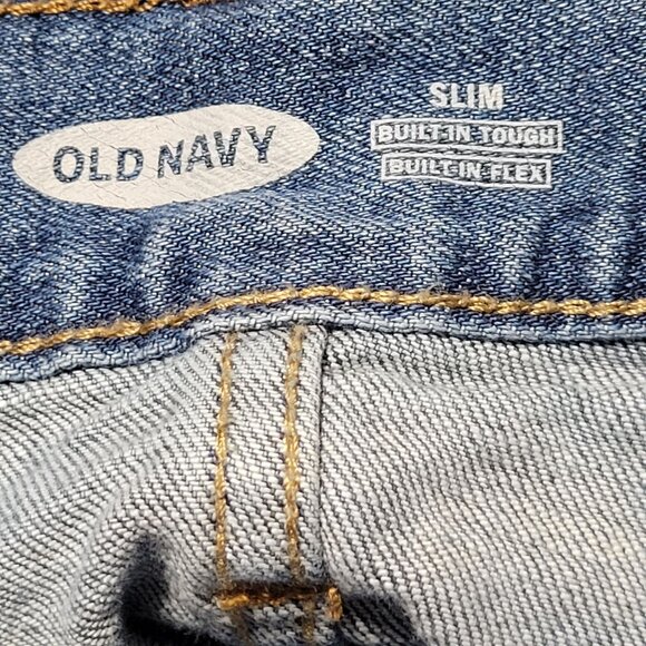 Old Navy Slim Flex Jeans Mens Size 28 X 32 Low Rise Light Wash Denim Pants - Picture 4 of 5